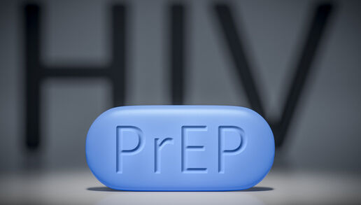 Stock photo of blue PrEP pill