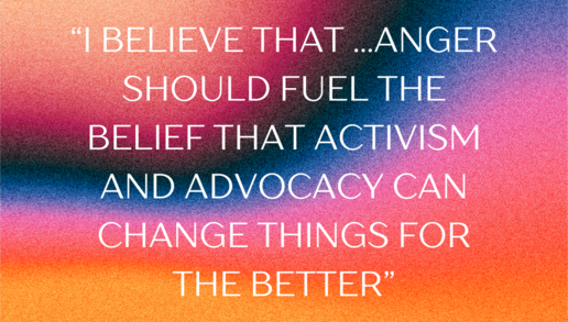 Excerpt from Nick Rango quote about anger and advocacy
