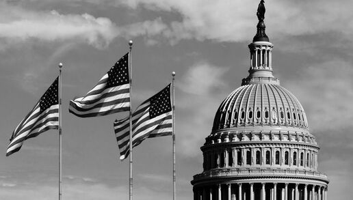 Black and white photo of the Capitol dome