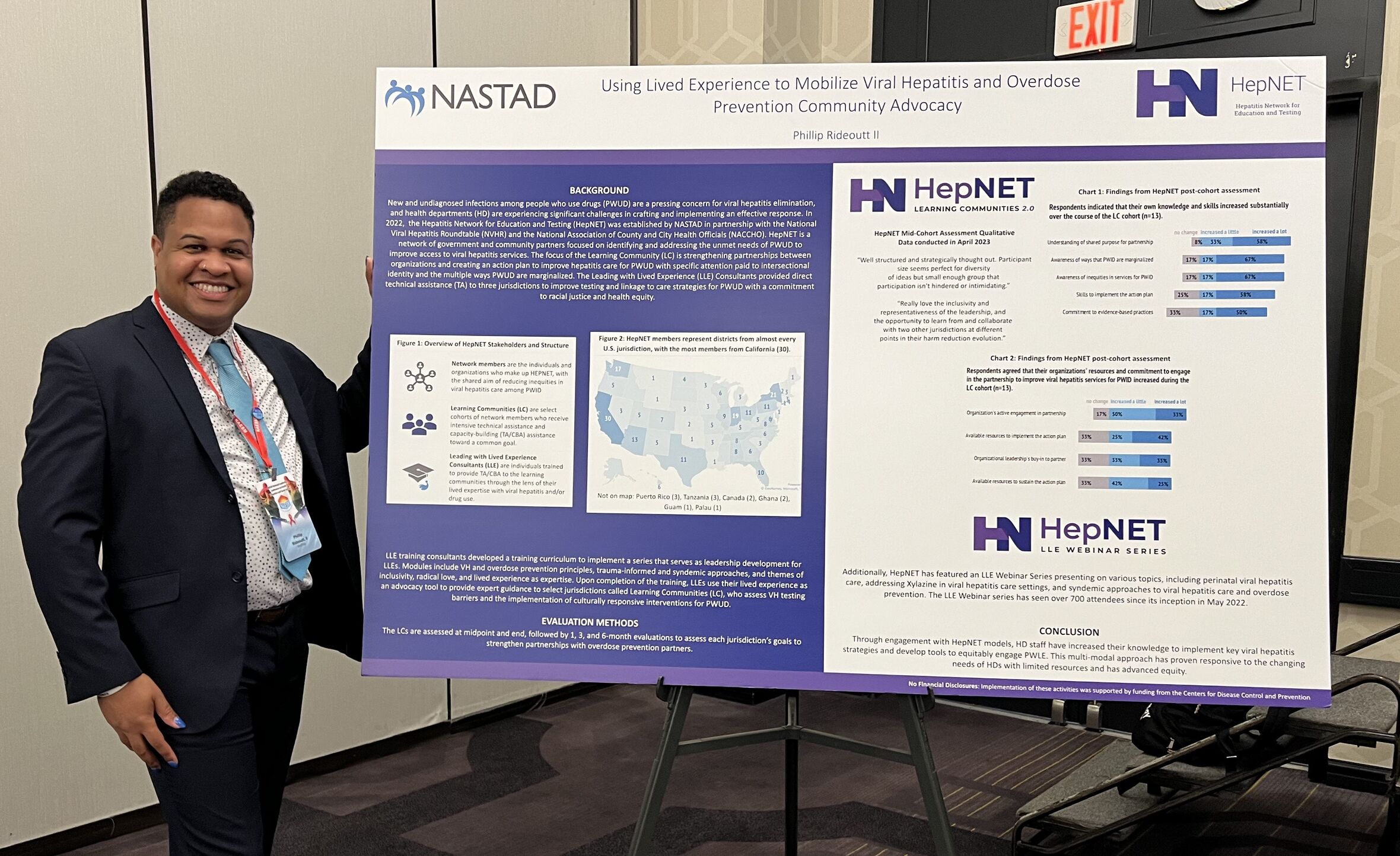 Phillip Rideoutt II presenting about HepNET at the NAESM 2025 National African American Leadership Conference on Health Disparities and Social Justice 