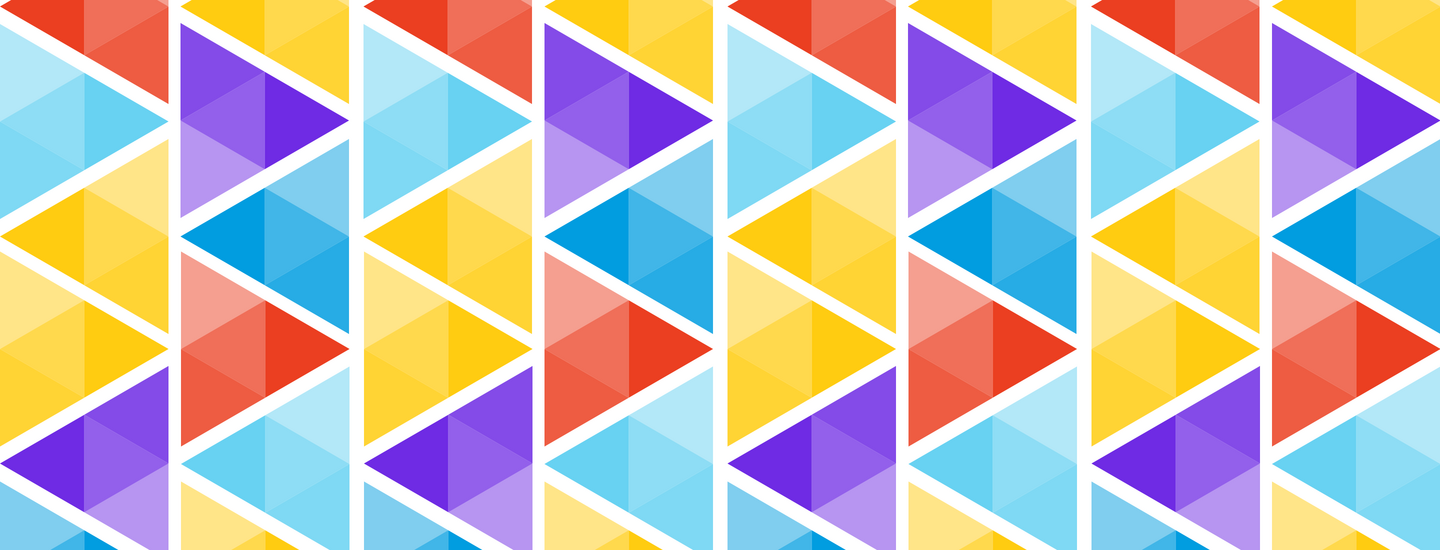 Red, yellow, light blue, dark blue, and purple triangles 