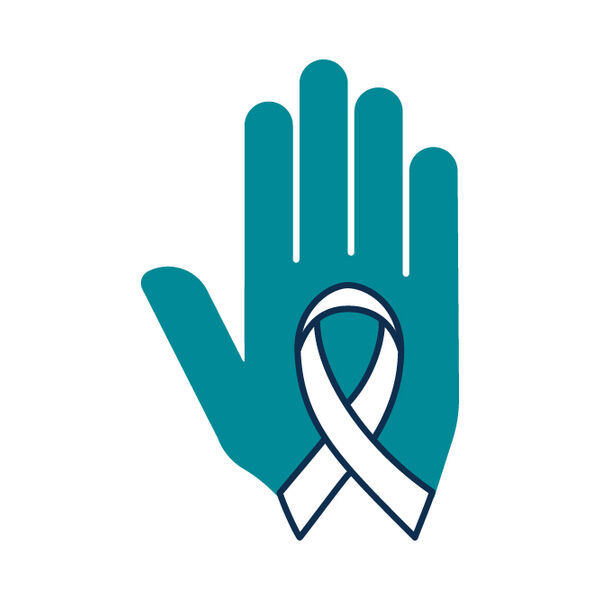 Hand and AIDS ribbon