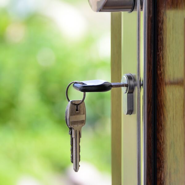 Key in a door.