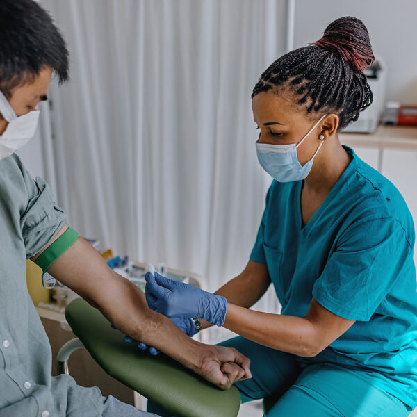 A man is donating blood