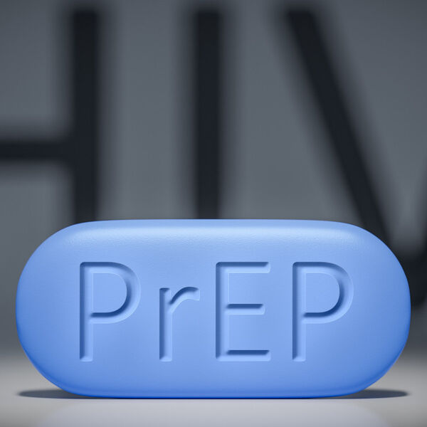 Stock photo of blue PrEP pill