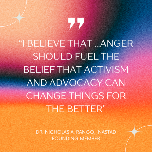 Excerpt from Nick Rango quote about anger and advocacy